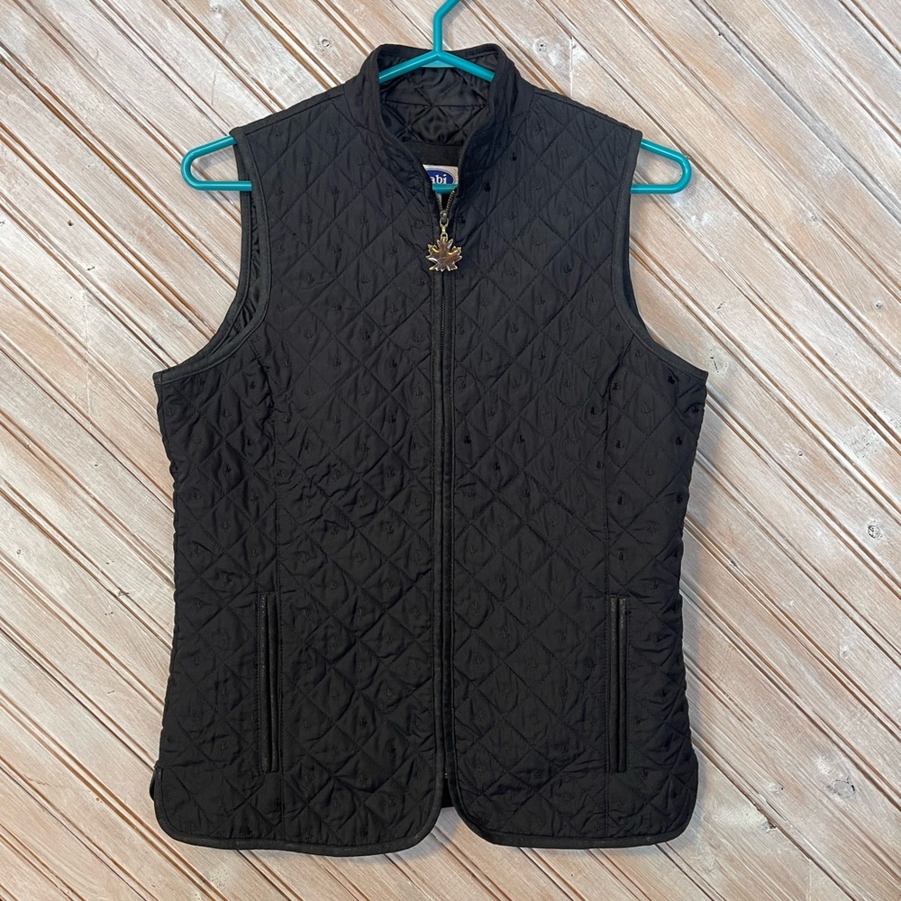 Tabi beautiful embossed embroidered maple leaf black & brown vest jewel zipper - Picture 1 of 11